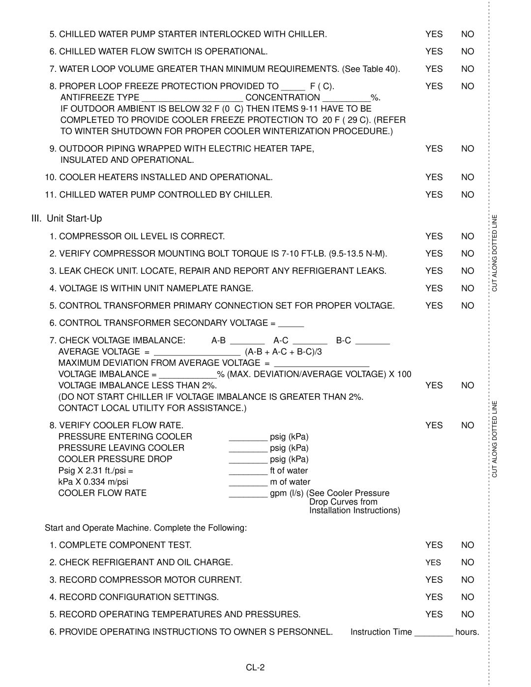 Carrier 30RAP010-060 specifications III. Unit Start-Up, Start and Operate Machine. Complete the Following 