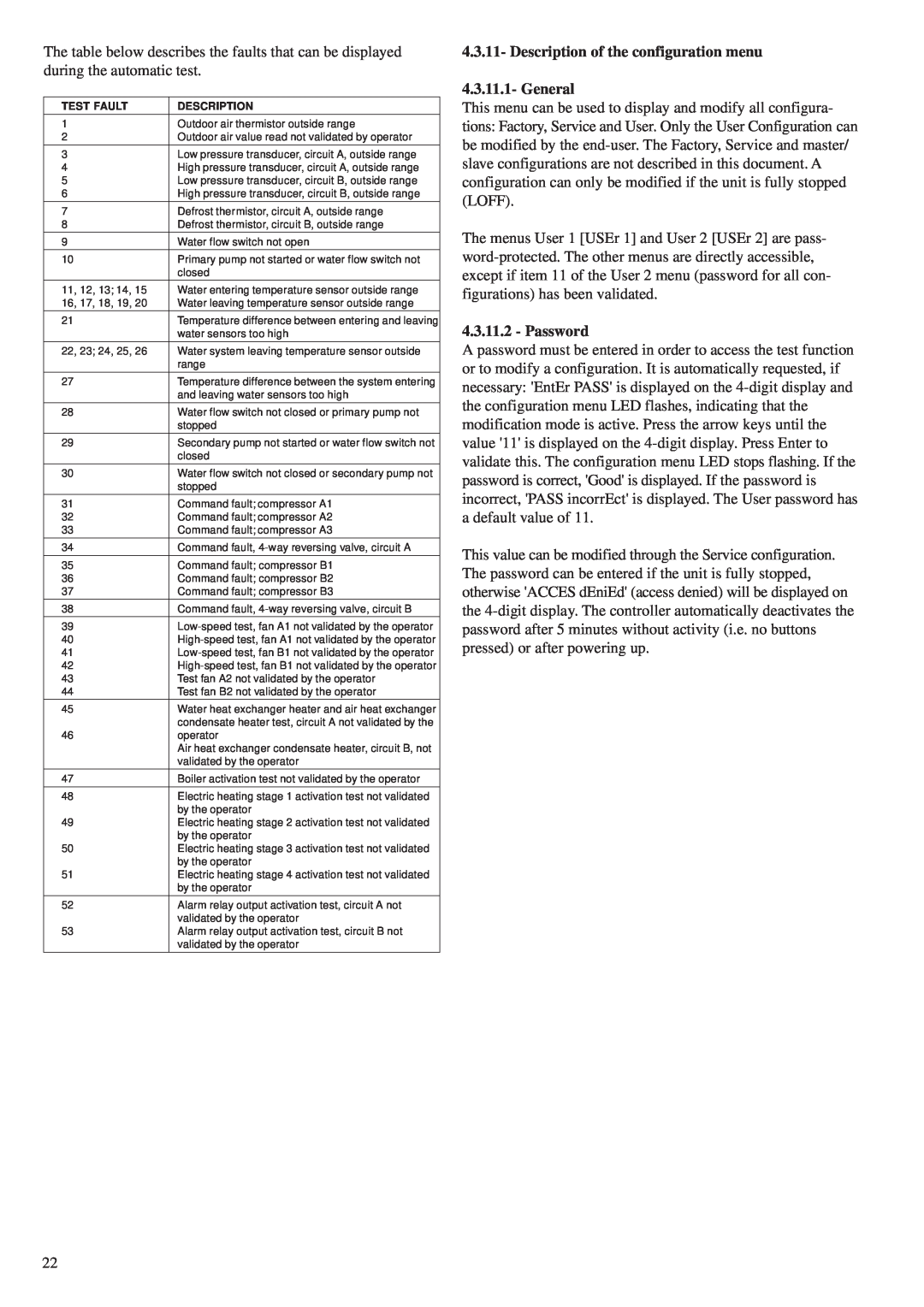 Carrier 30RA/RH, 30RY/RYH manual Description of the configuration menu, General, Password 