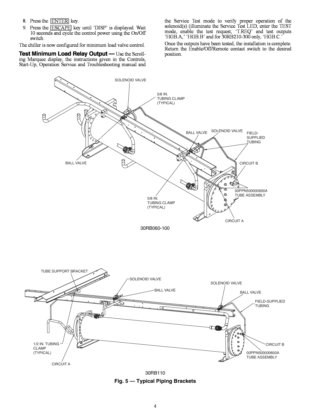 Carrier 30RB060-390 installation instructions Typical Piping Brackets 