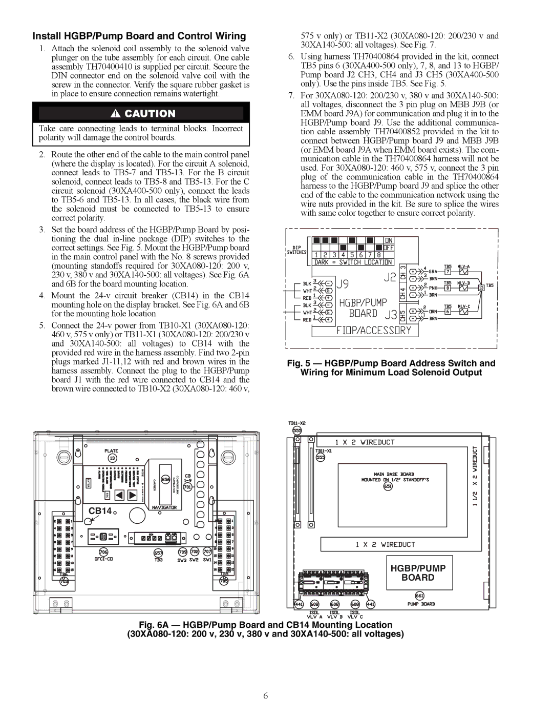 Carrier 30XA080-500 installation instructions Install HGBP/Pump Board and Control Wiring, CB14 