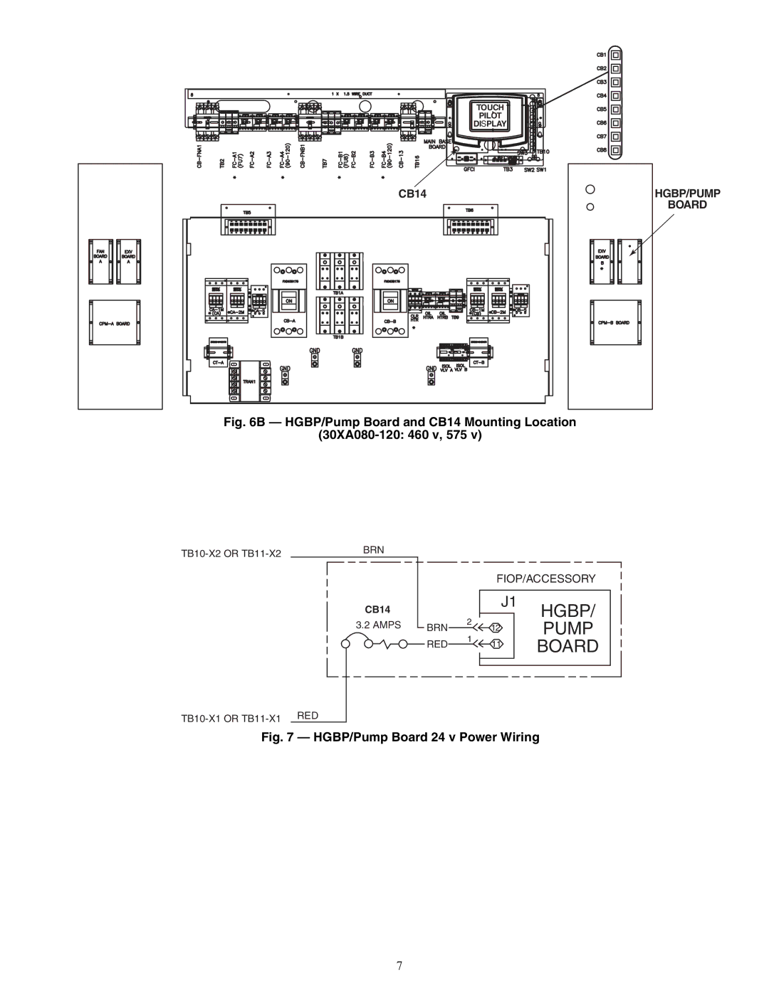 Carrier 30XA080-500 installation instructions HGBP/Pump Board 24 v Power Wiring, CB14 