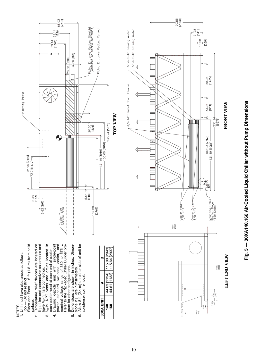 Carrier 30XA080-500 specifications 140, 115.88, 160, 115.64, A30-4404 