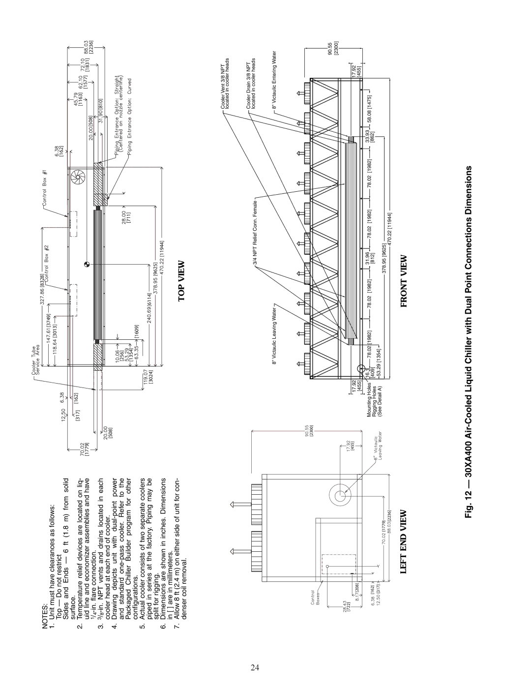 Carrier 30XA080-500 specifications Left END View Front View 