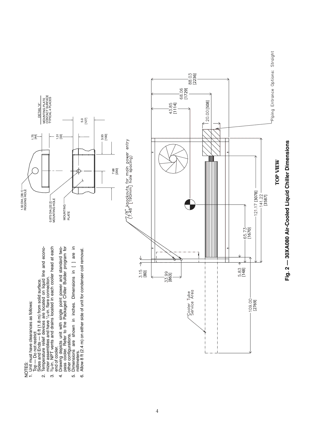 Carrier 30XA080-500 specifications 30XA080 Air-Cooled Liquid Chiller Dimensions 