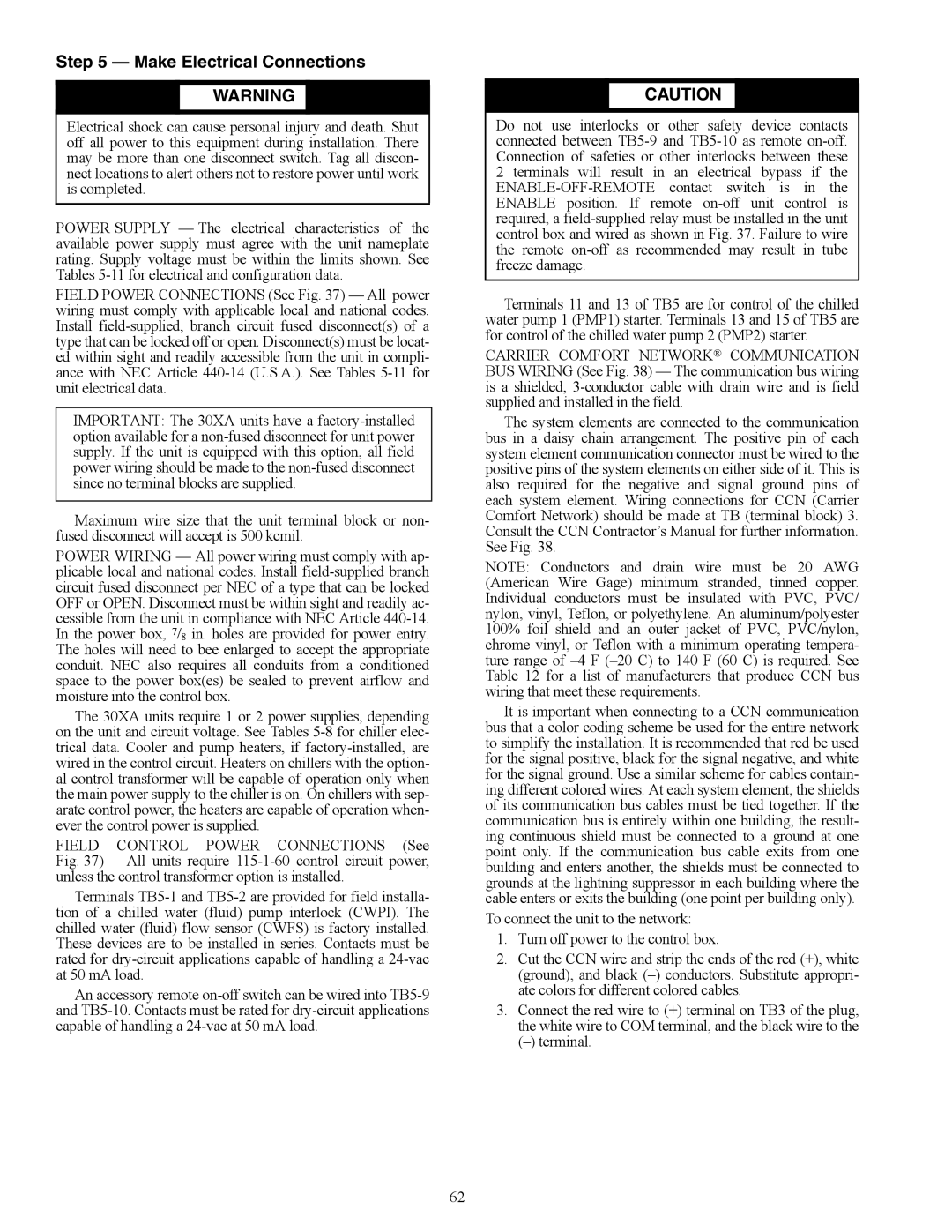 Carrier 30XA080-500 specifications Make Electrical Connections 