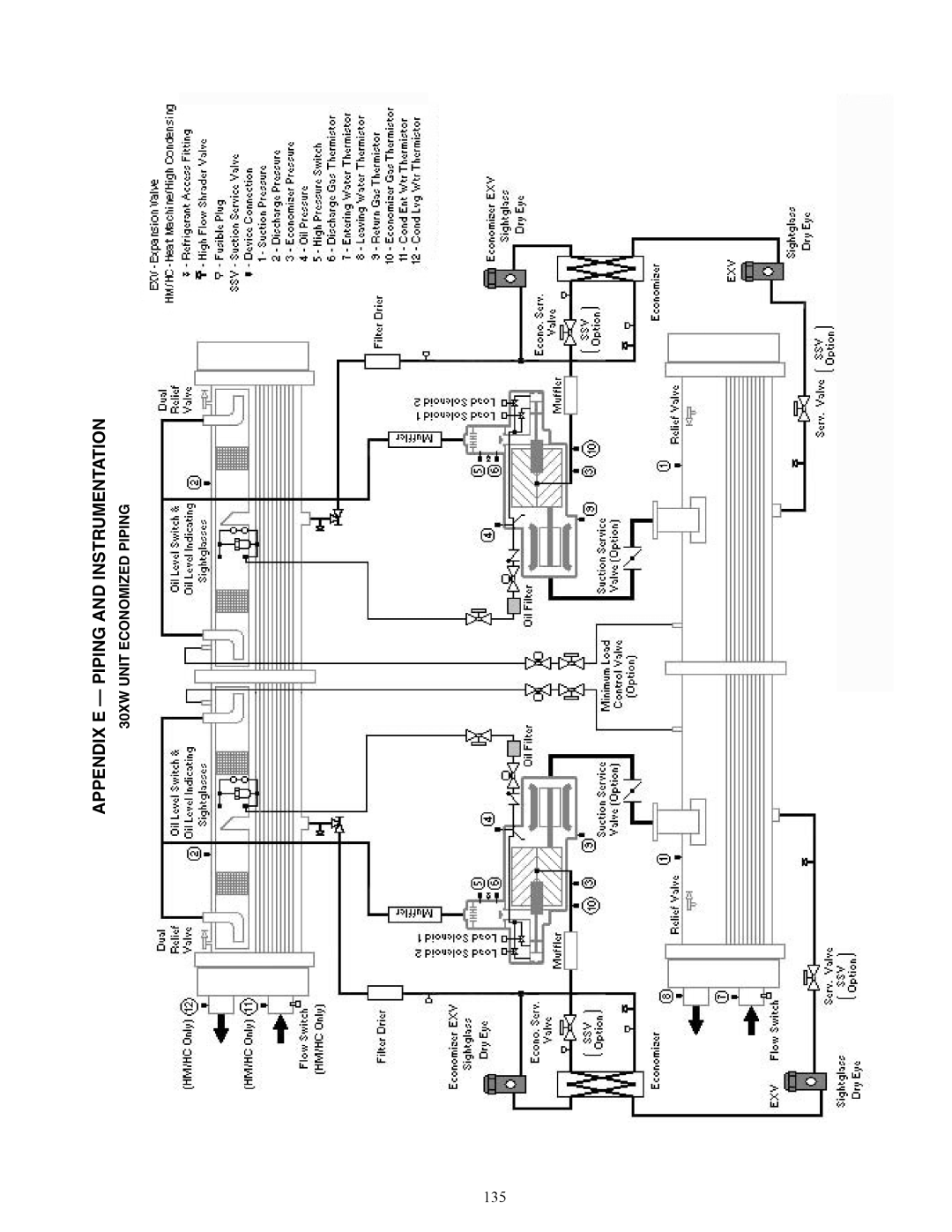 Carrier 30XW150-400 specifications Piping and Instrumentation, Appendix E, 135, Unit Economized Piping 