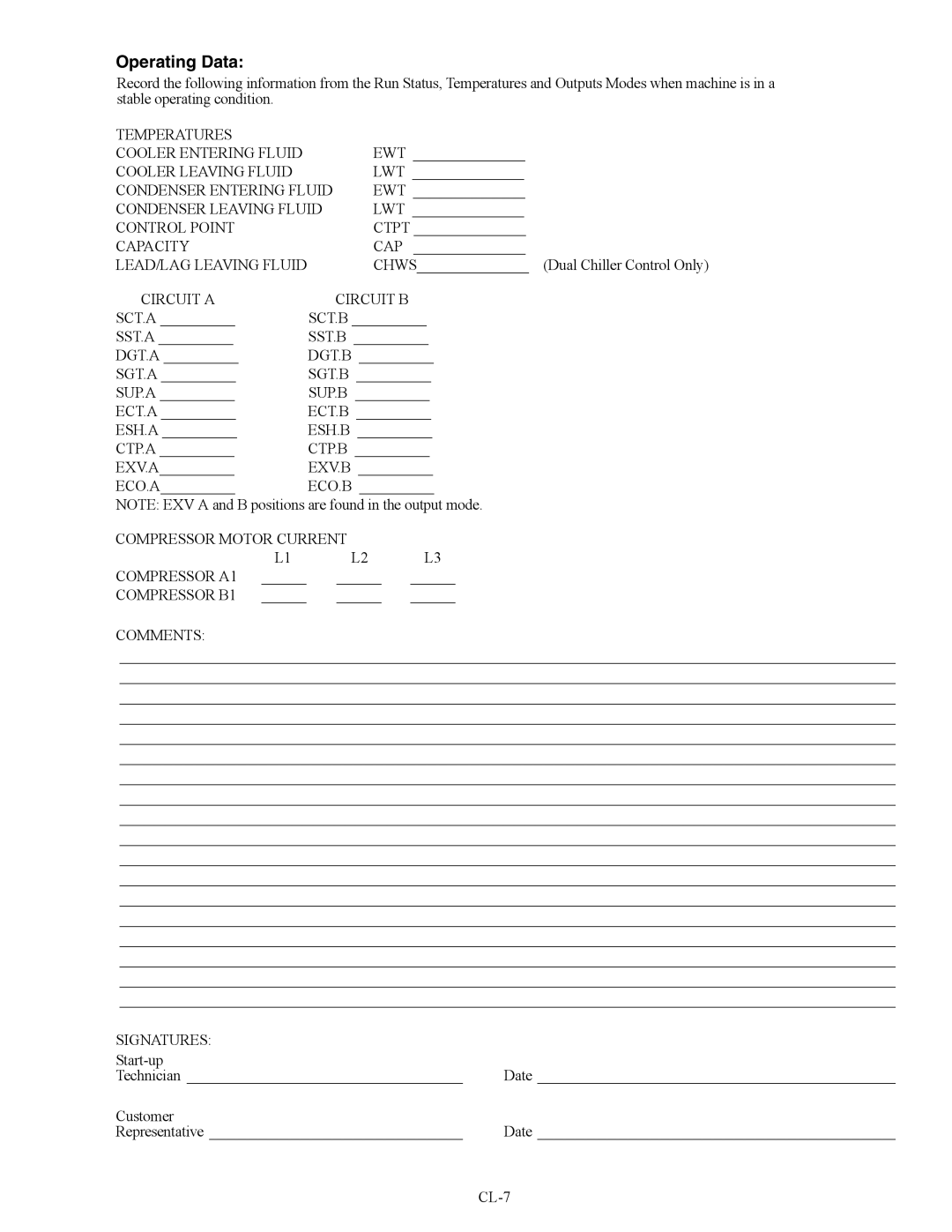 Carrier 30XW150-400 specifications Operating Data 