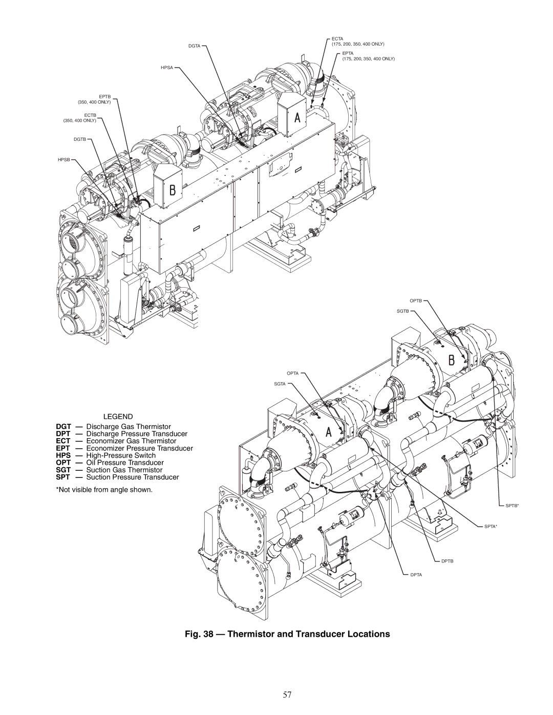 Carrier 30XW150-400 specifications Thermistor and Transducer Locations 