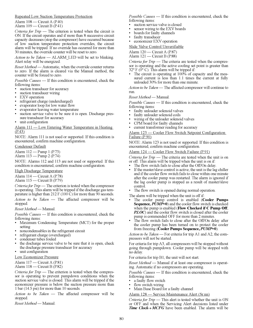 Carrier 30XW150-400 specifications Action to be Taken The affected compressor will be stopped 