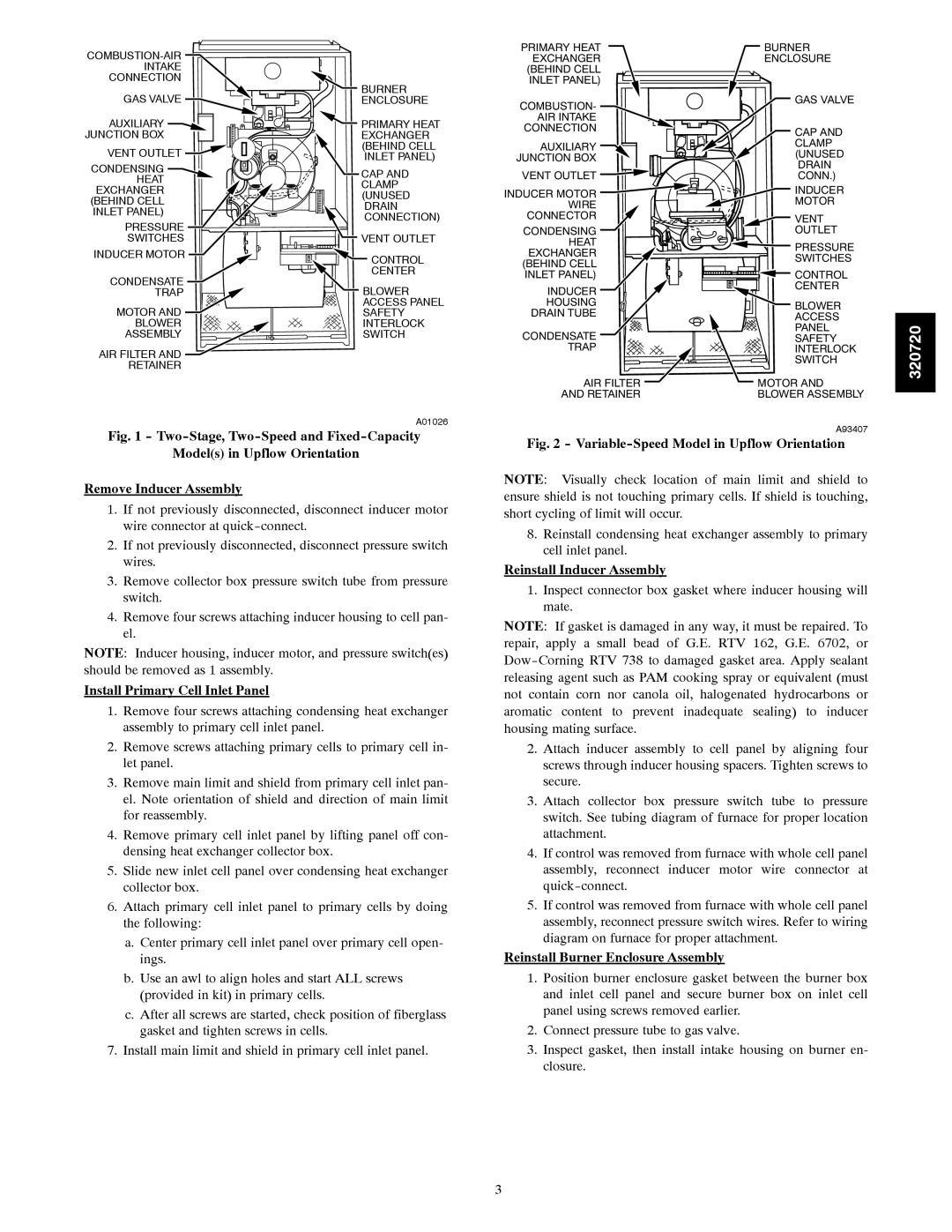 Carrier 320720---751 THRU ---761 installation instructions Install Primary Cell Inlet Panel, Reinstall Inducer Assembly 