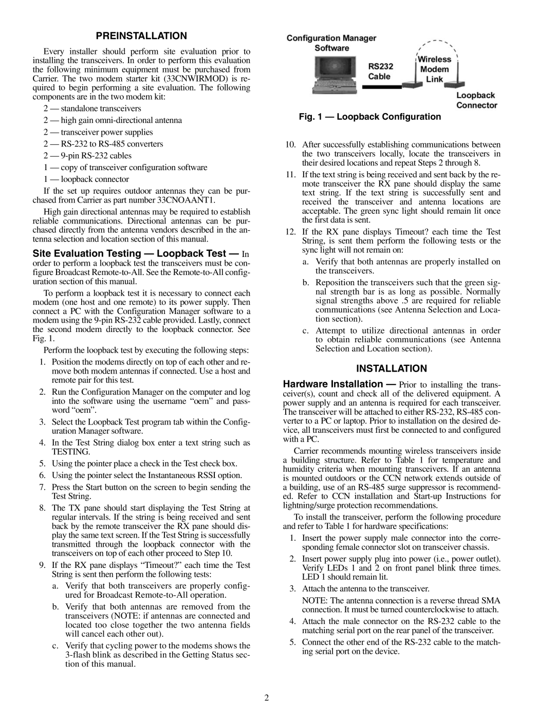 Carrier 33CNOAANT1, 33CNSNGMOD, 33CNWIRMOD specifications Preinstallation, Installation 