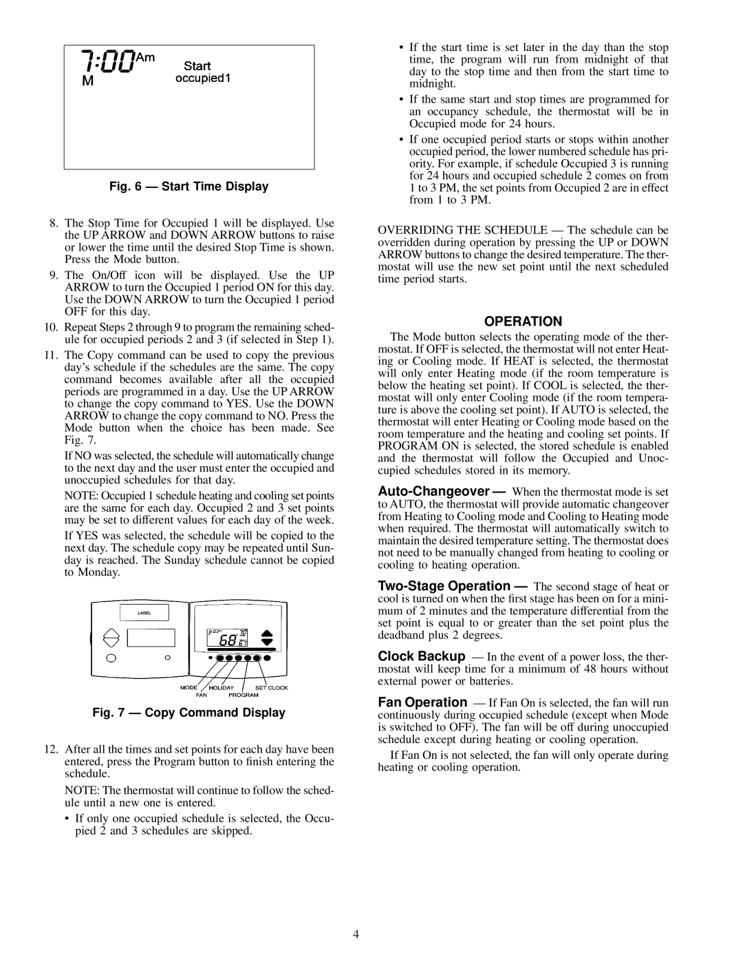 Carrier 33CS owner manual Operation, Start Time Display 