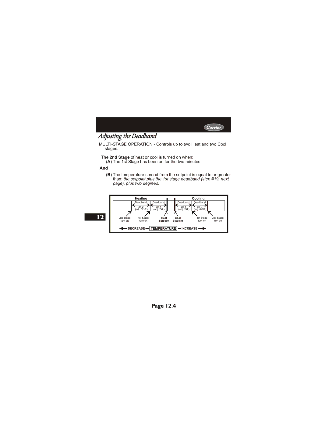 Carrier 33CS400-01 owner manual Adjusting the Deadband 