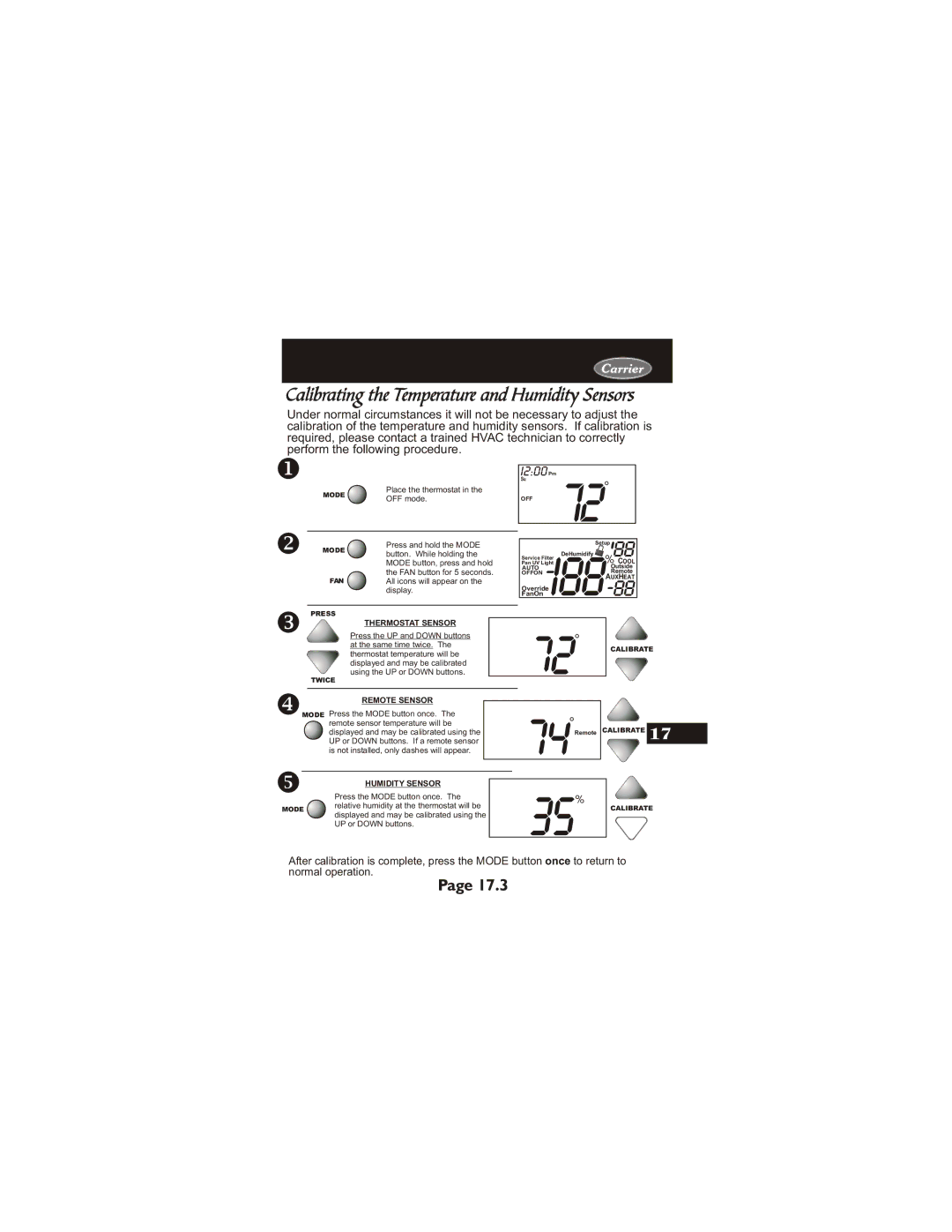 Carrier 33CS400-01 owner manual Calibrating the Temperature and Humidity Sensors, I200 Pm 