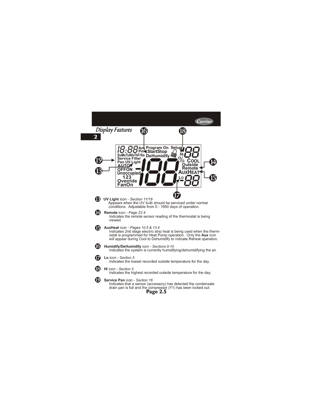 Carrier 33CS450-01 owner manual AUX Heat 