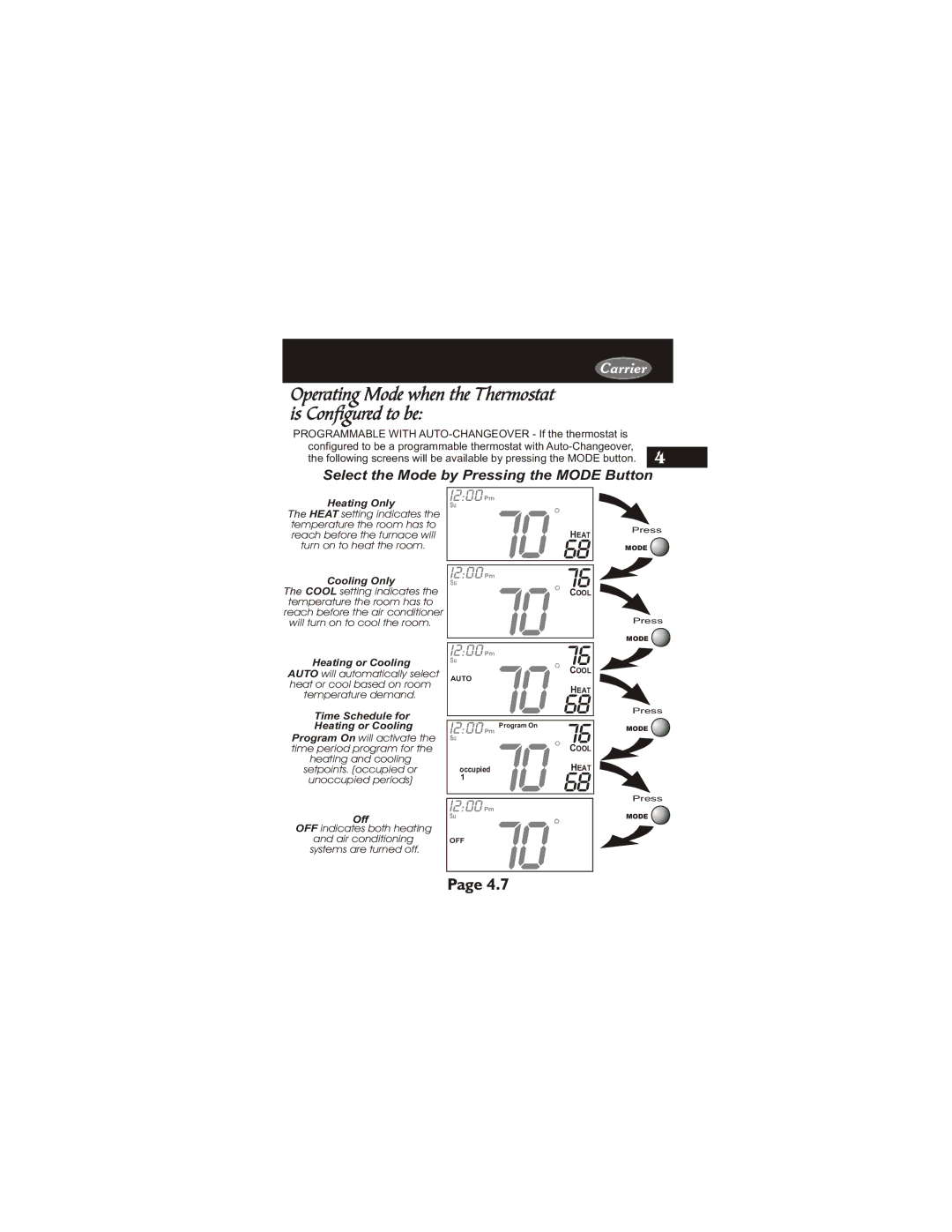 Carrier 33CS450-01 owner manual Program On 