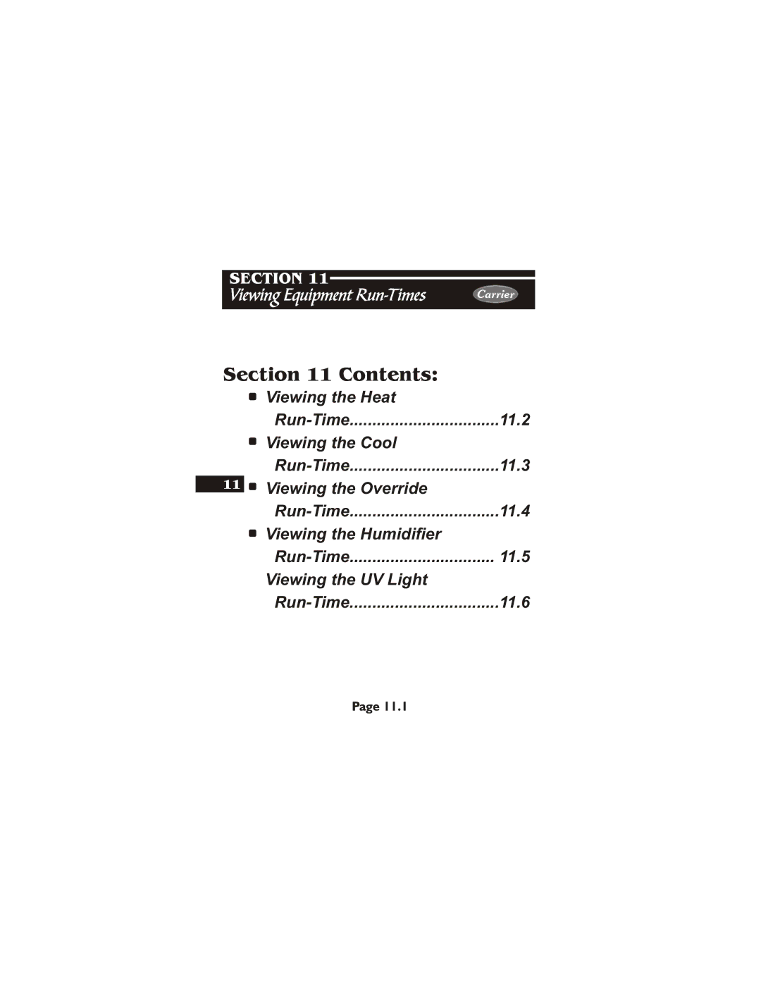 Carrier 33CS450-01 owner manual Run-Time 11.2, Run-Time 11.3, Run-Time 11.4, Run-Time 11.5, Run-Time 11.6 
