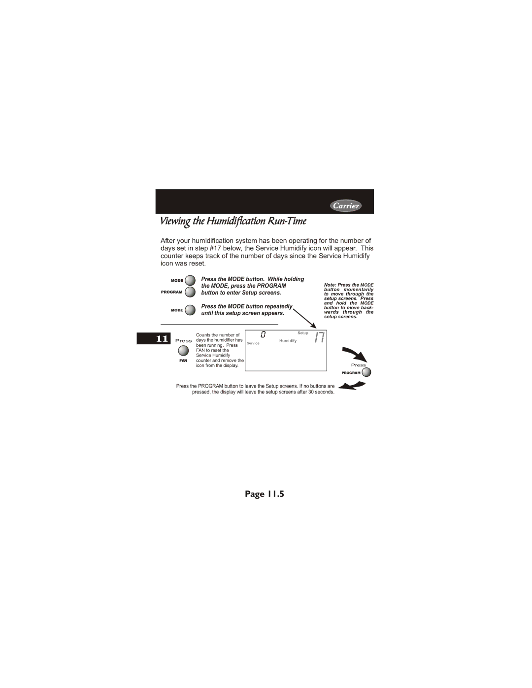 Carrier 33CS450-01 owner manual Viewing the Humidification Run-Time 