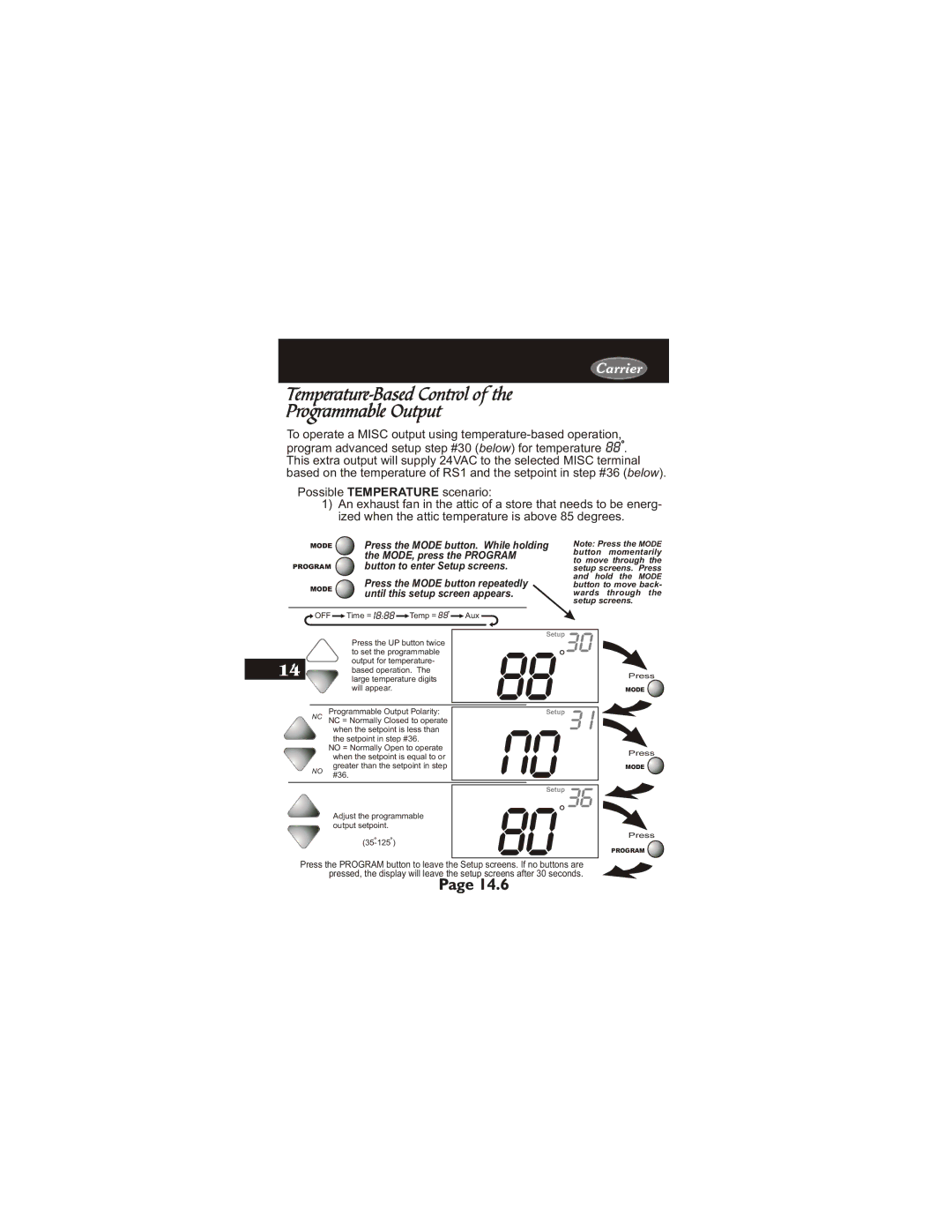 Carrier 33CS450-01 owner manual Temperature-Based Control 