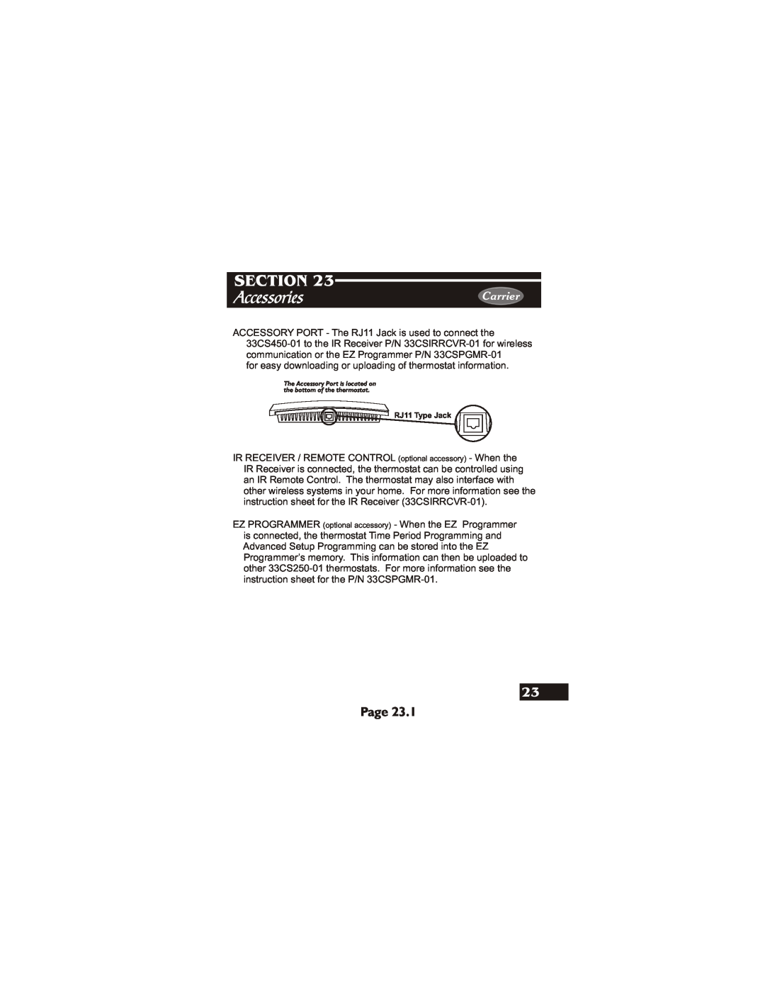 Carrier 33CS450-01 owner manual Accessories, Section, Page, Carrier 