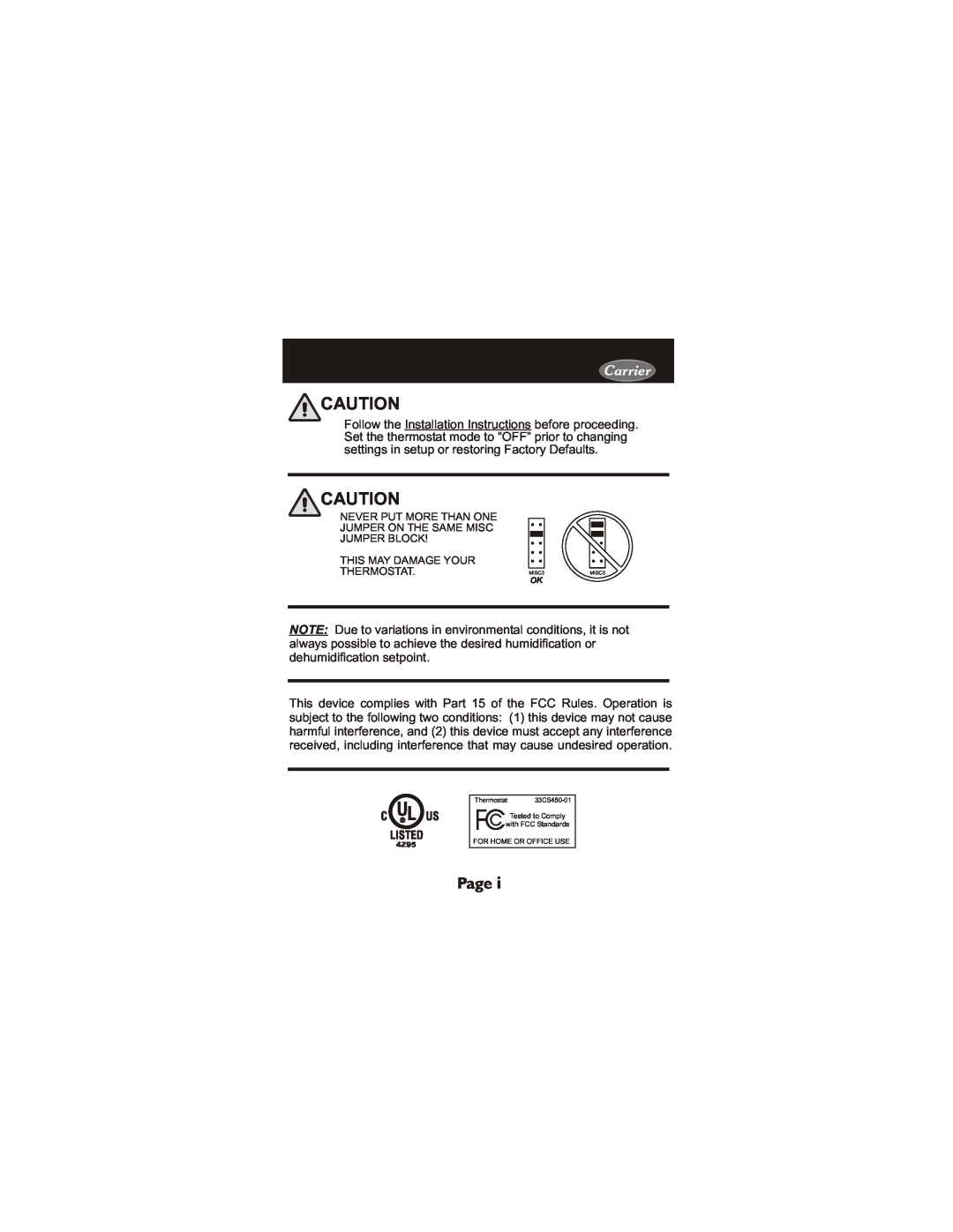Carrier 33CS450-01 owner manual Page, Carrier 