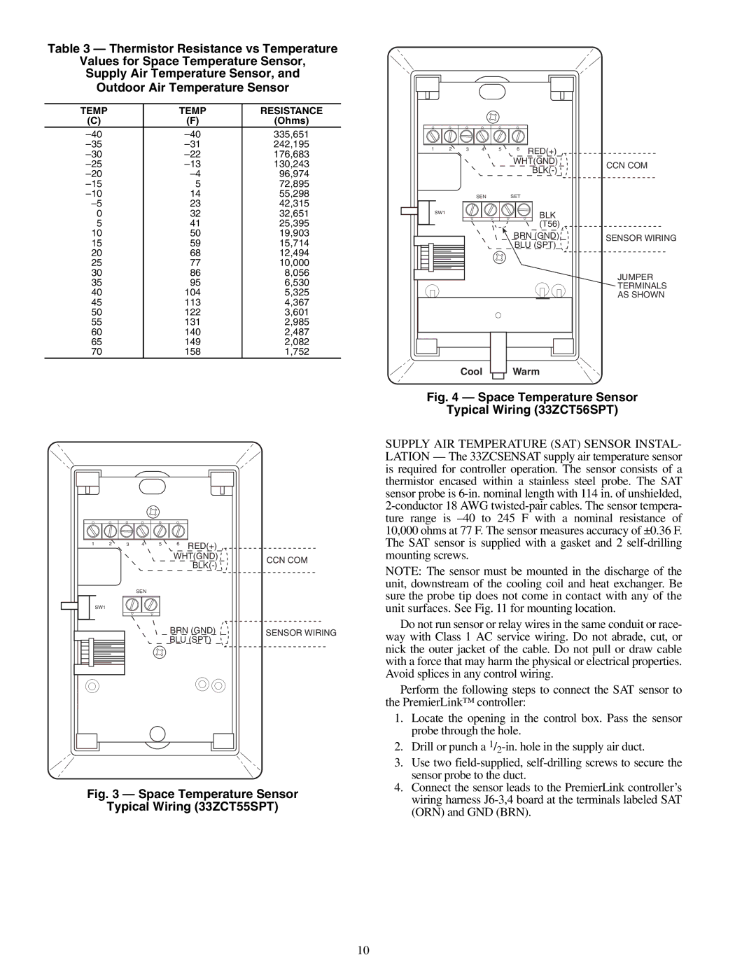 Carrier 33CSPREMLK specifications Space Temperature Sensor Typical Wiring 33ZCT55SPT 