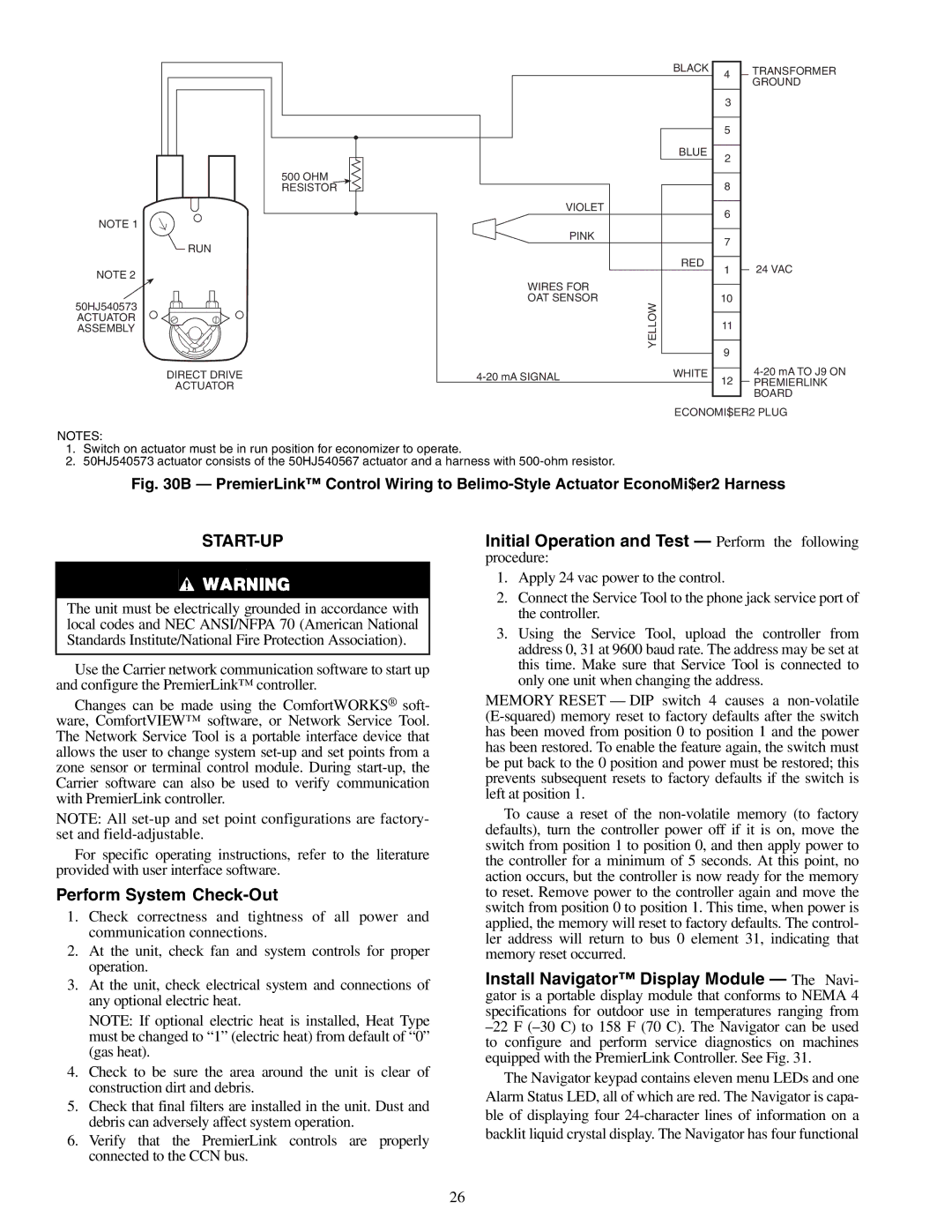 Carrier 33CSPREMLK specifications Start-Up 