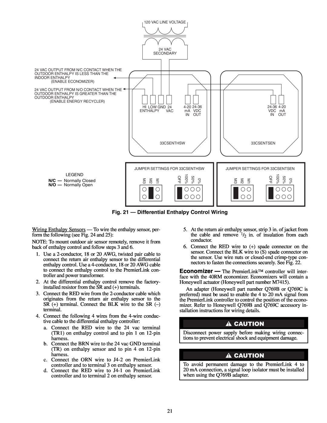 Carrier 33CSPREMLK specifications Differential Enthalpy Control Wiring 