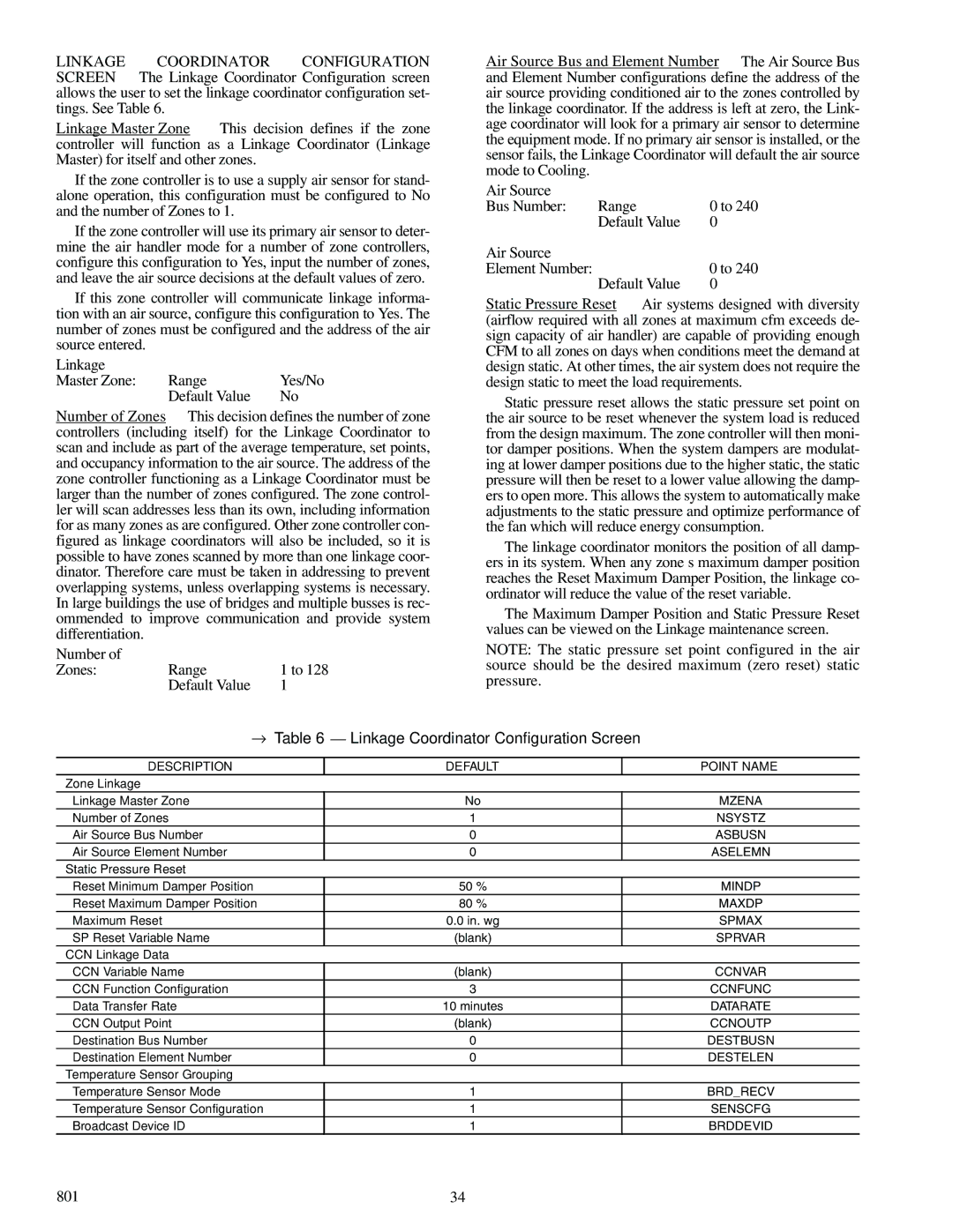 Carrier 33ZCVAVTRM, 33ZCFANTRM, 33ZCSECTRM specifications → Linkage Coordinator Configuration Screen 