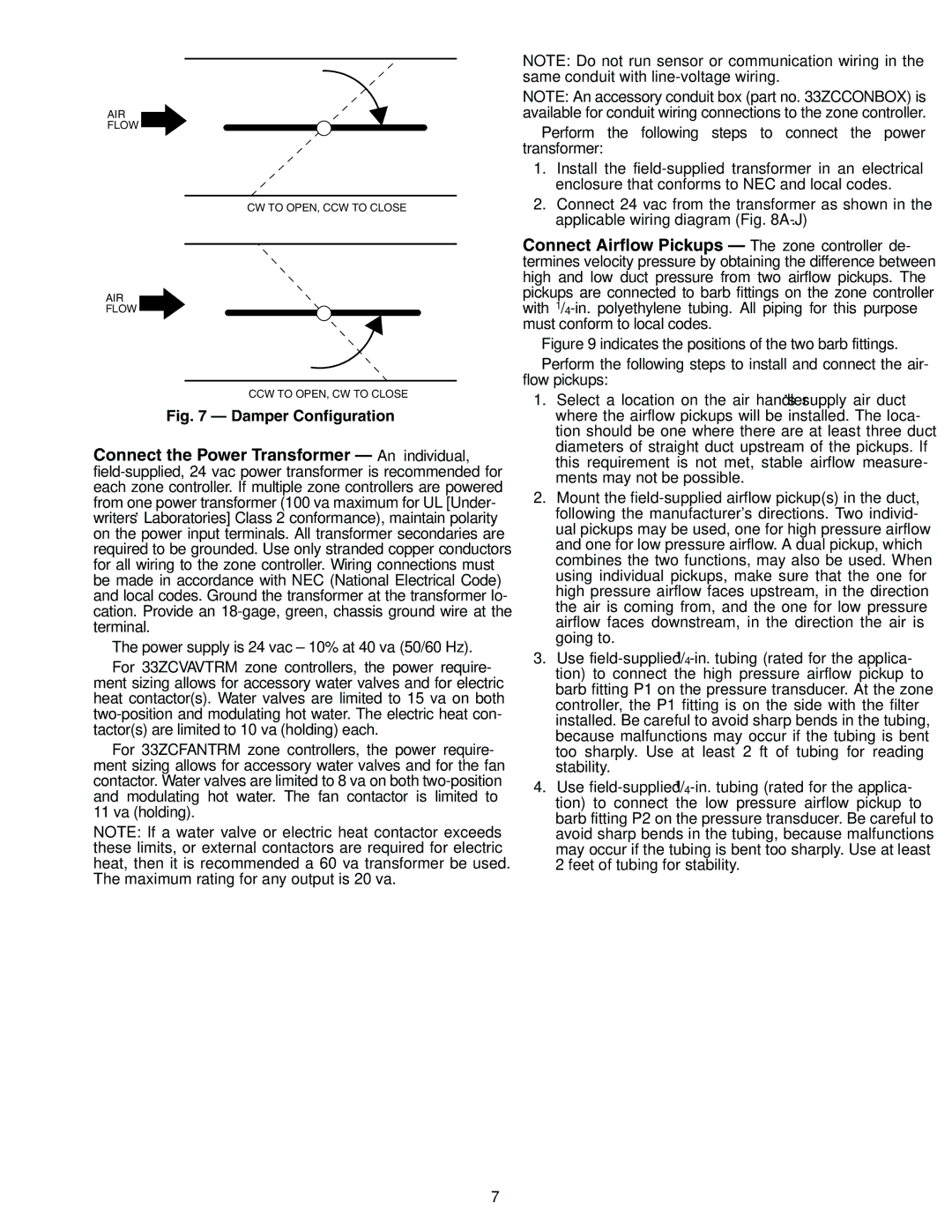 Carrier 33ZCVAVTRM, 33ZCFANTRM, 33ZCSECTRM specifications Damper Configuration 