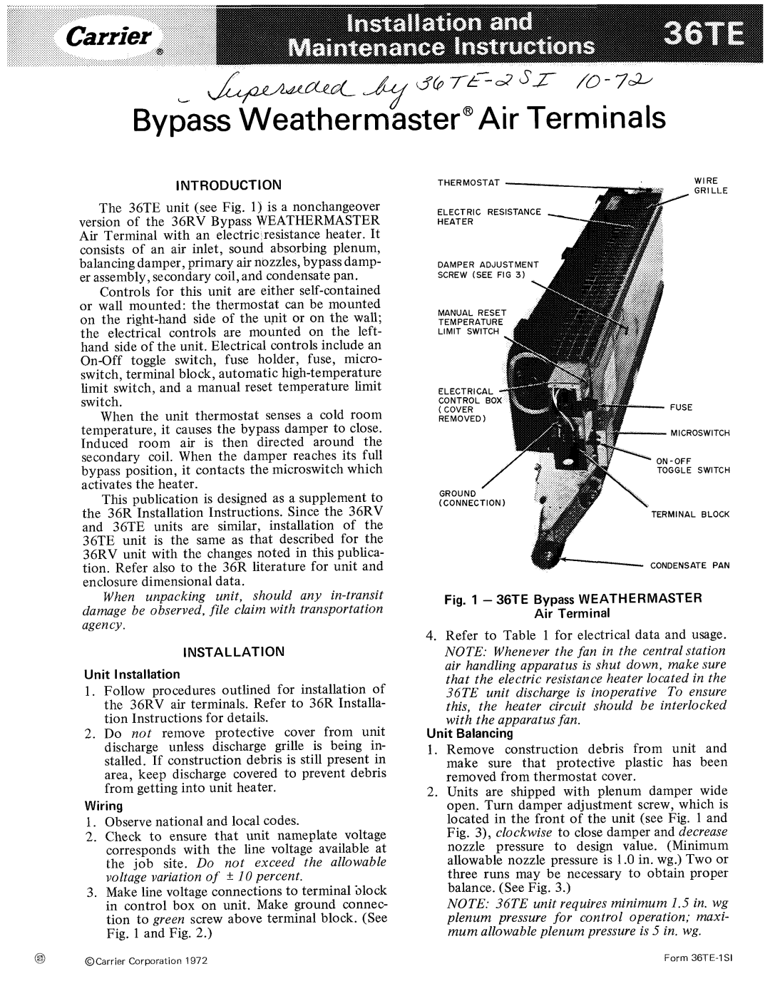 Carrier 36TE manual 