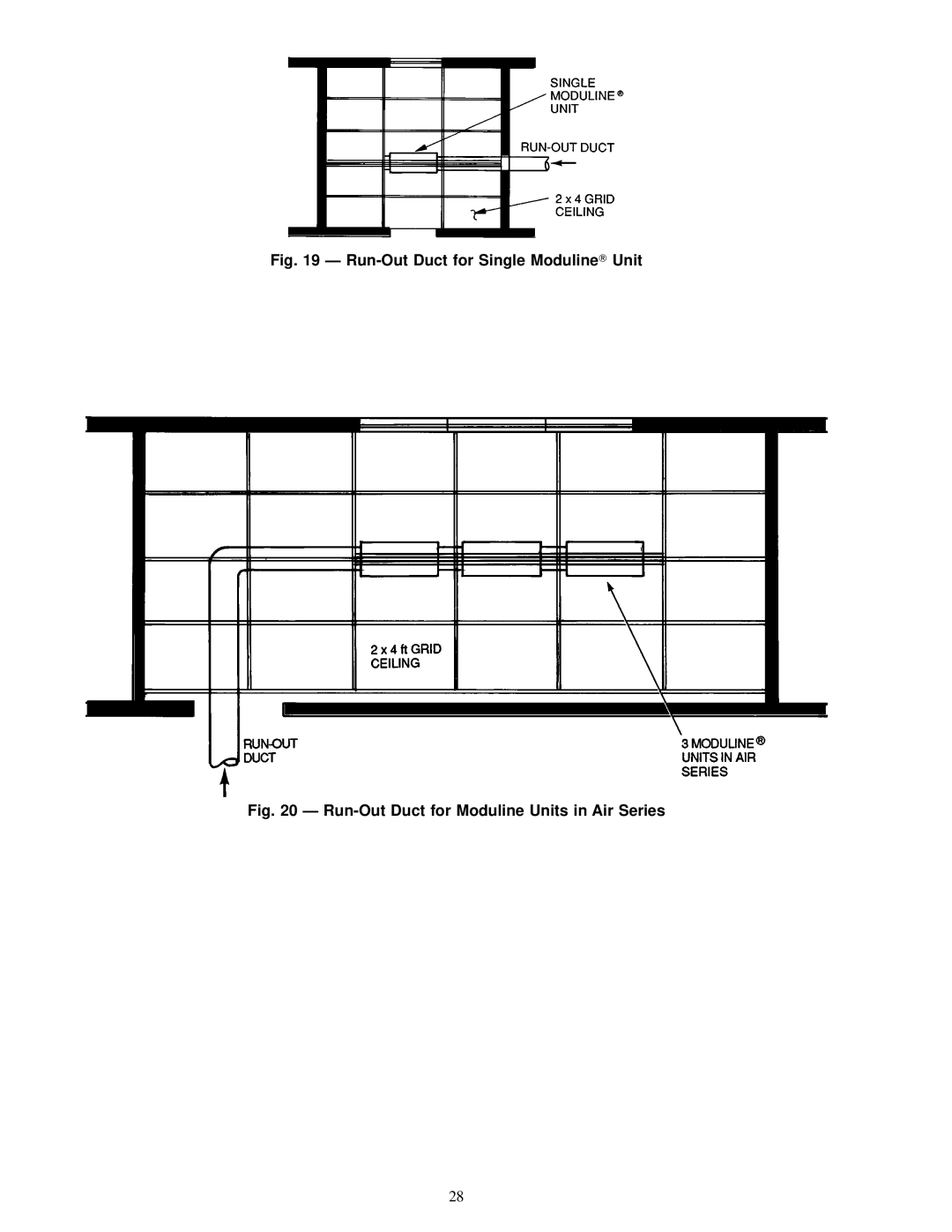 Carrier 37HS specifications Run-Out Duct for Single Moduline Unit 