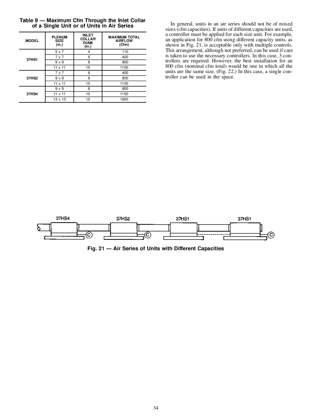 Carrier 37HS specifications Air Series of Units with Different Capacities 