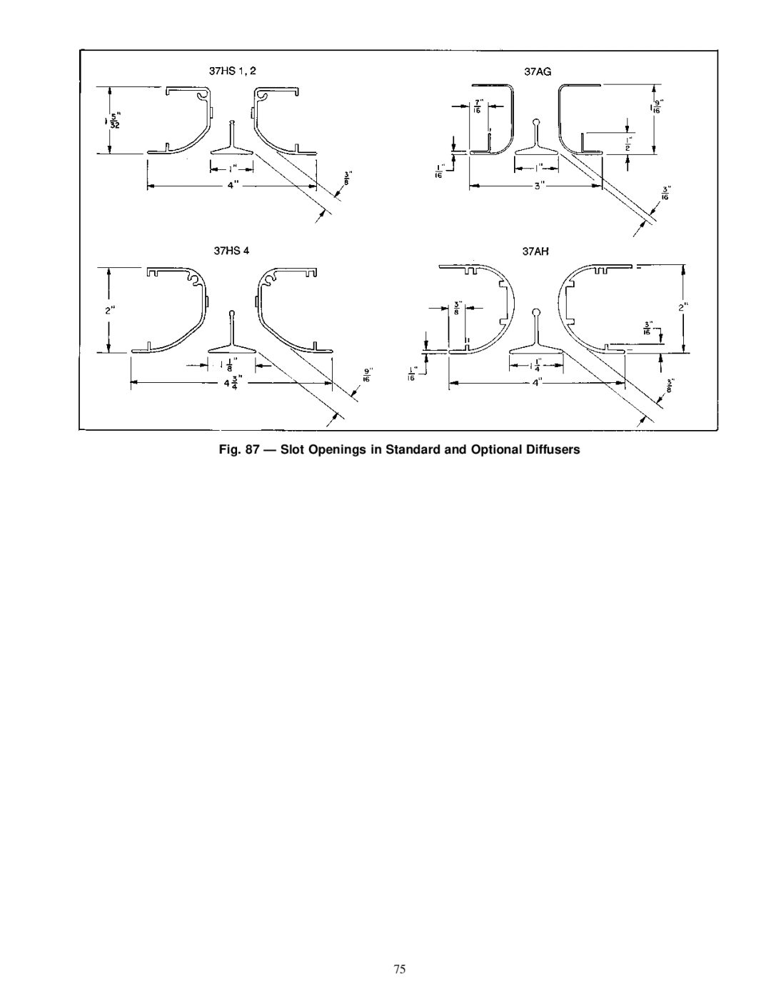 Carrier 37HS specifications Slot Openings in Standard and Optional Diffusers 