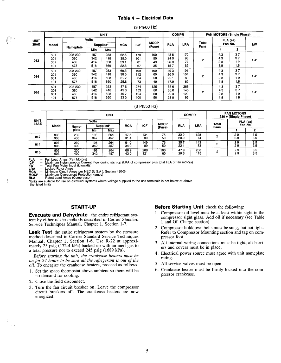 Carrier 38AE manual 