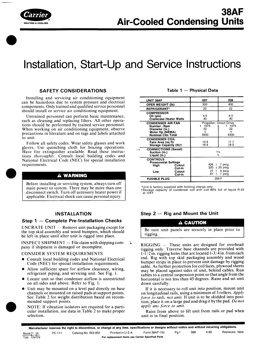 Carrier 38AF manual 