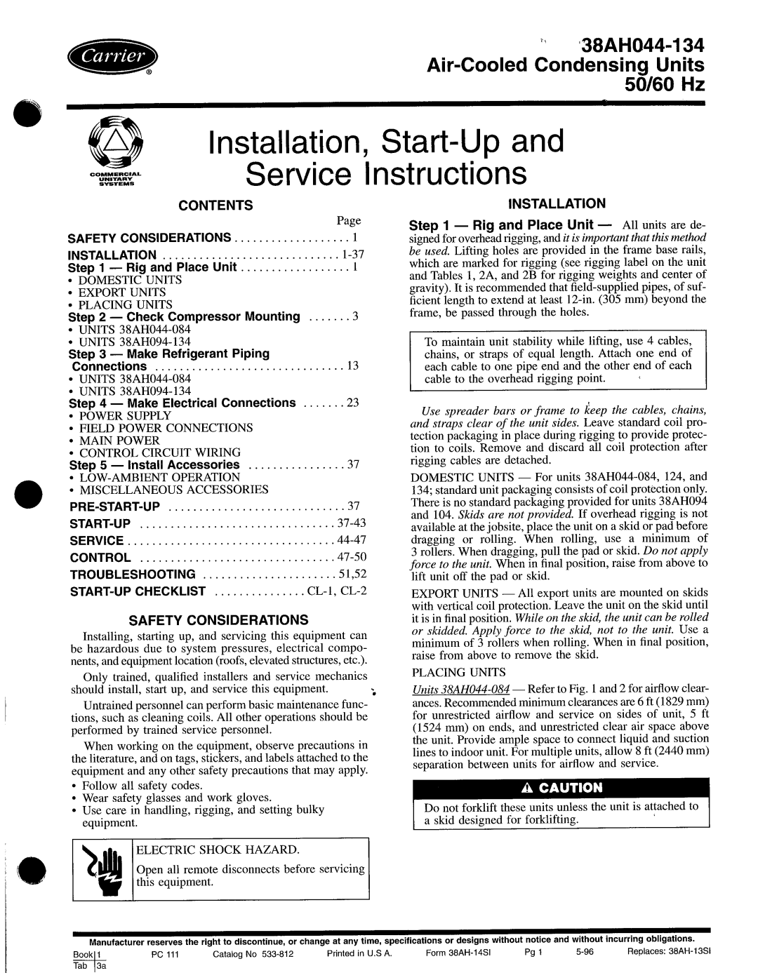 Carrier 38AH044-134 manual 