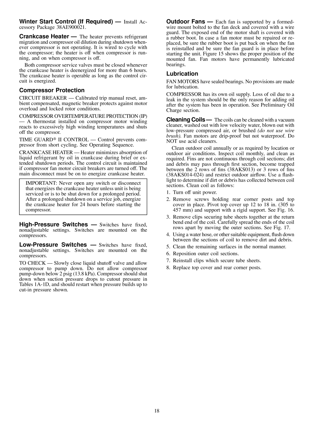 Carrier 38AKS013-024 specifications Compressor Protection, Lubrication 