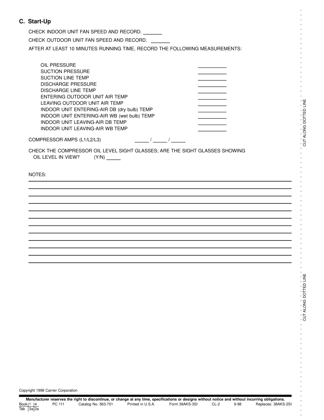 Carrier 38AKS013-024 specifications Start-Up 