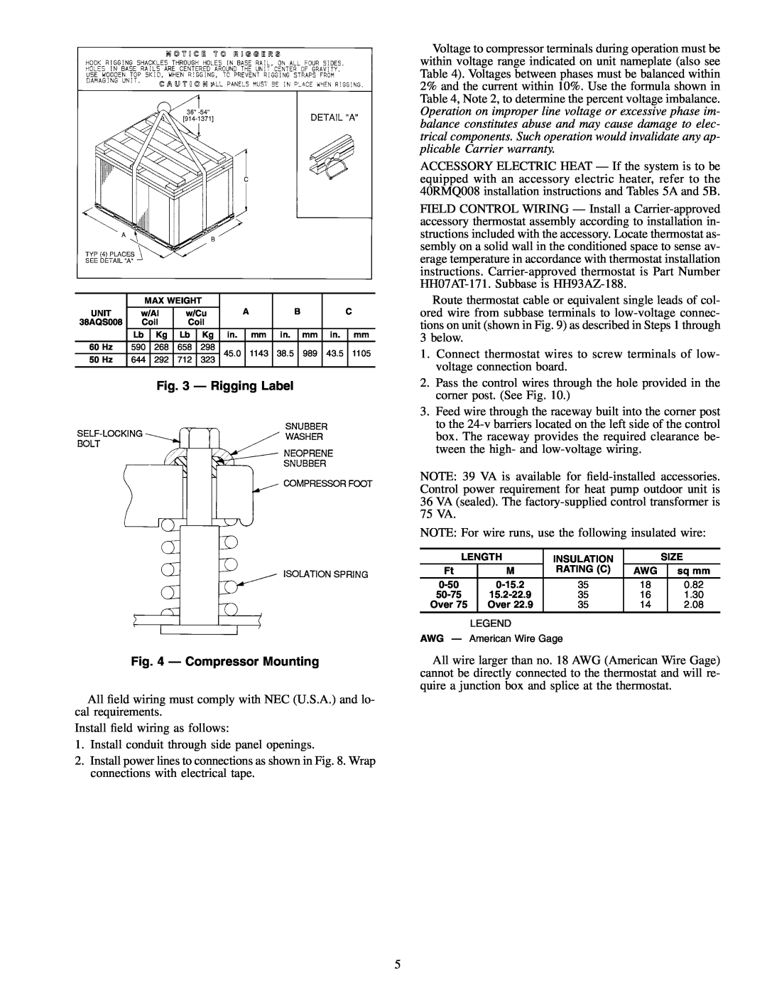 Carrier 38AQS008 specifications Rigging Label, Compressor Mounting 