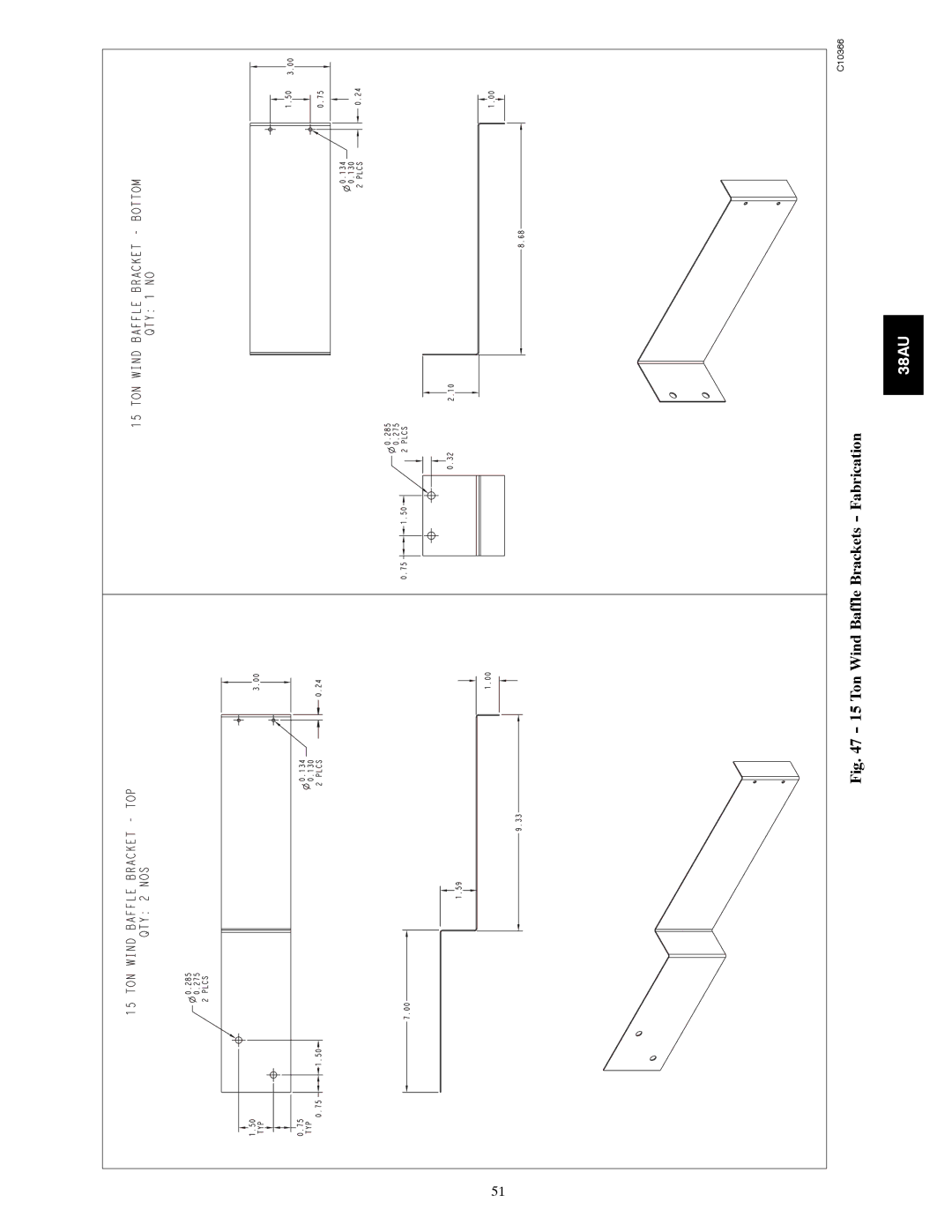 Carrier 38AU appendix Ton Wind Baffle Brackets Fabrication 