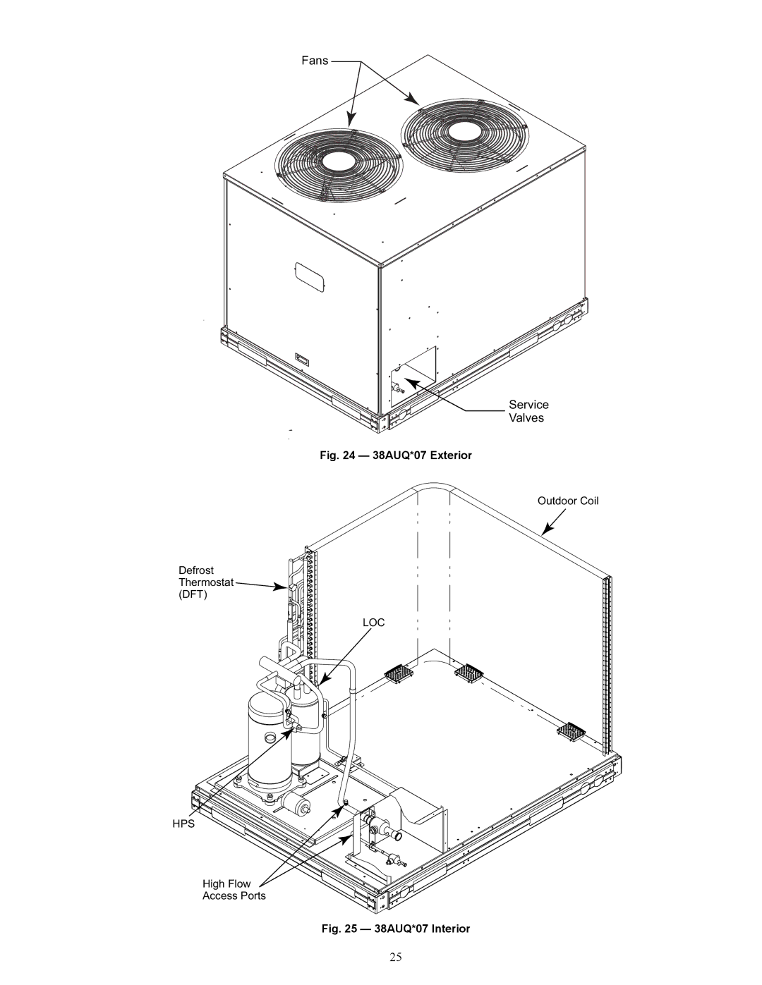 Carrier 38AUQ appendix Fans Service Valves 