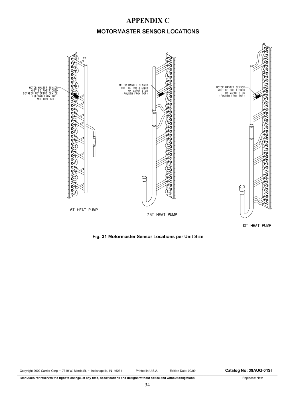 Carrier appendix Appendix C, Catalog No 38AUQ-01SI 