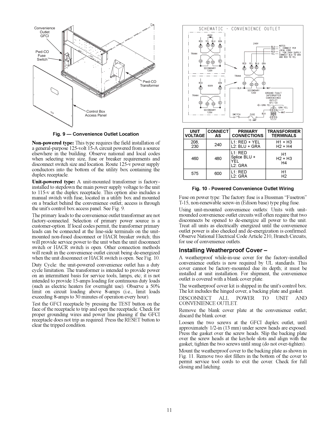 Carrier 38AUZ appendix Installing Weatherproof Cover, Unit Connect Primary Transformer, Connections Terminals 