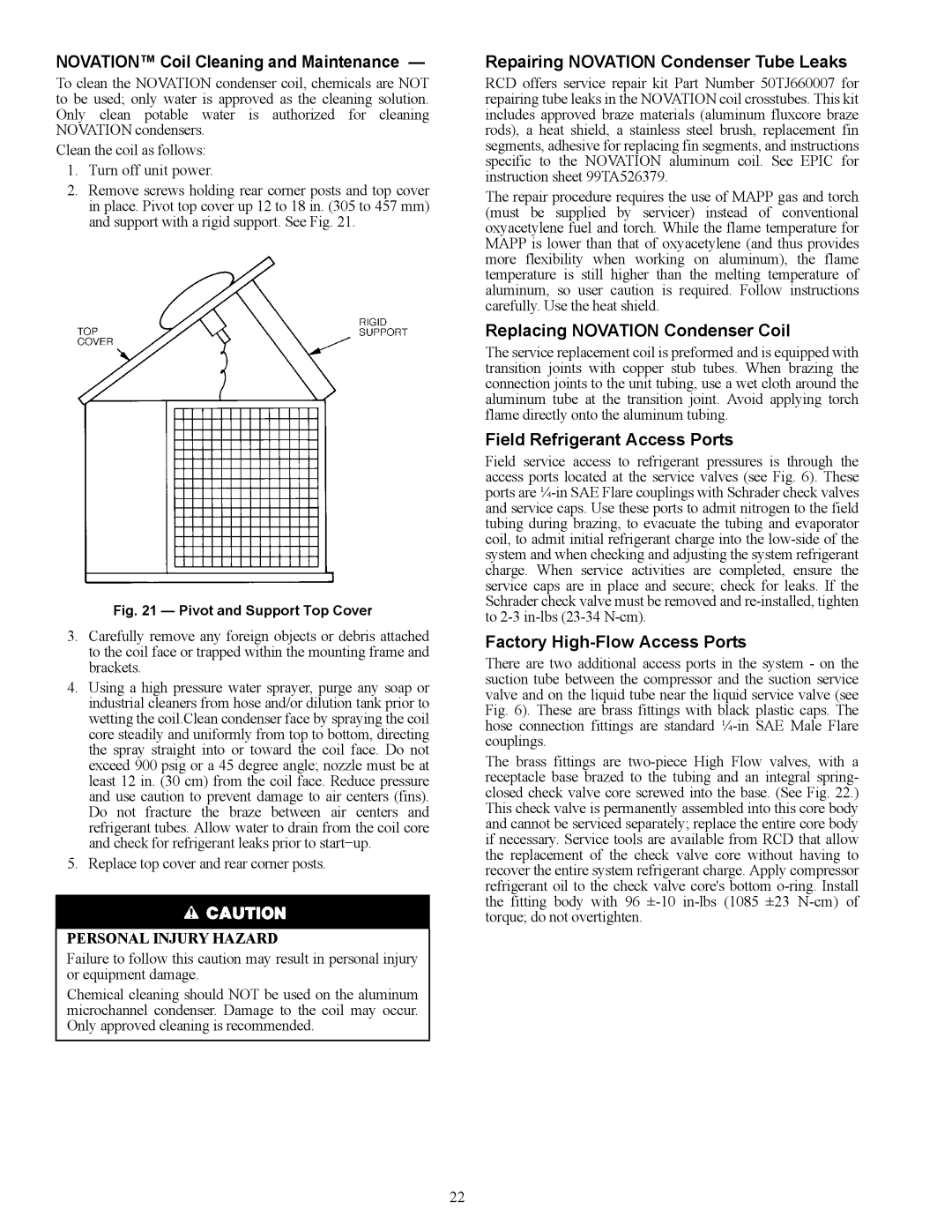 Carrier 38AUZ appendix Novation Coil Cleaning and Maintenance, Repairing Novation Condenser Tube Leaks 