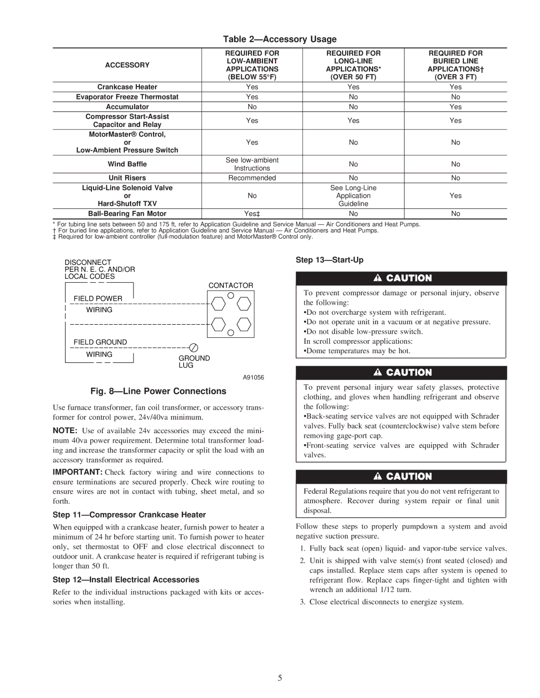 Carrier 38BYG, 38BYC Accessory Usage, Start-Up, Compressor Crankcase Heater, Install Electrical Accessories 