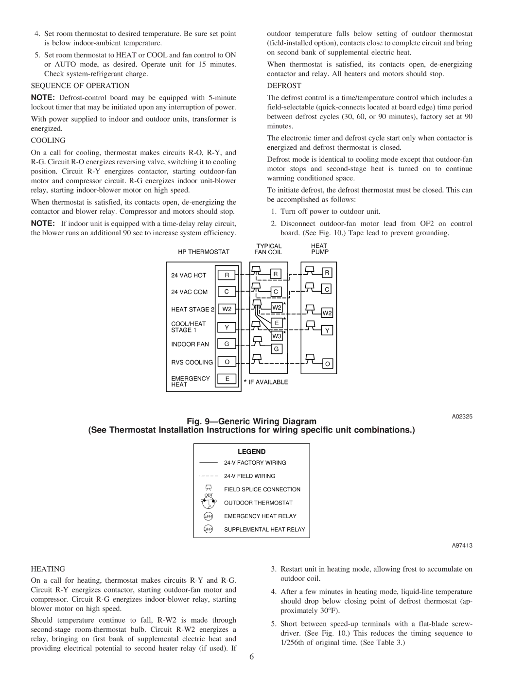 Carrier 38BYC, 38BYG instruction manual Sequence of Operation, Cooling, Defrost, Heating 