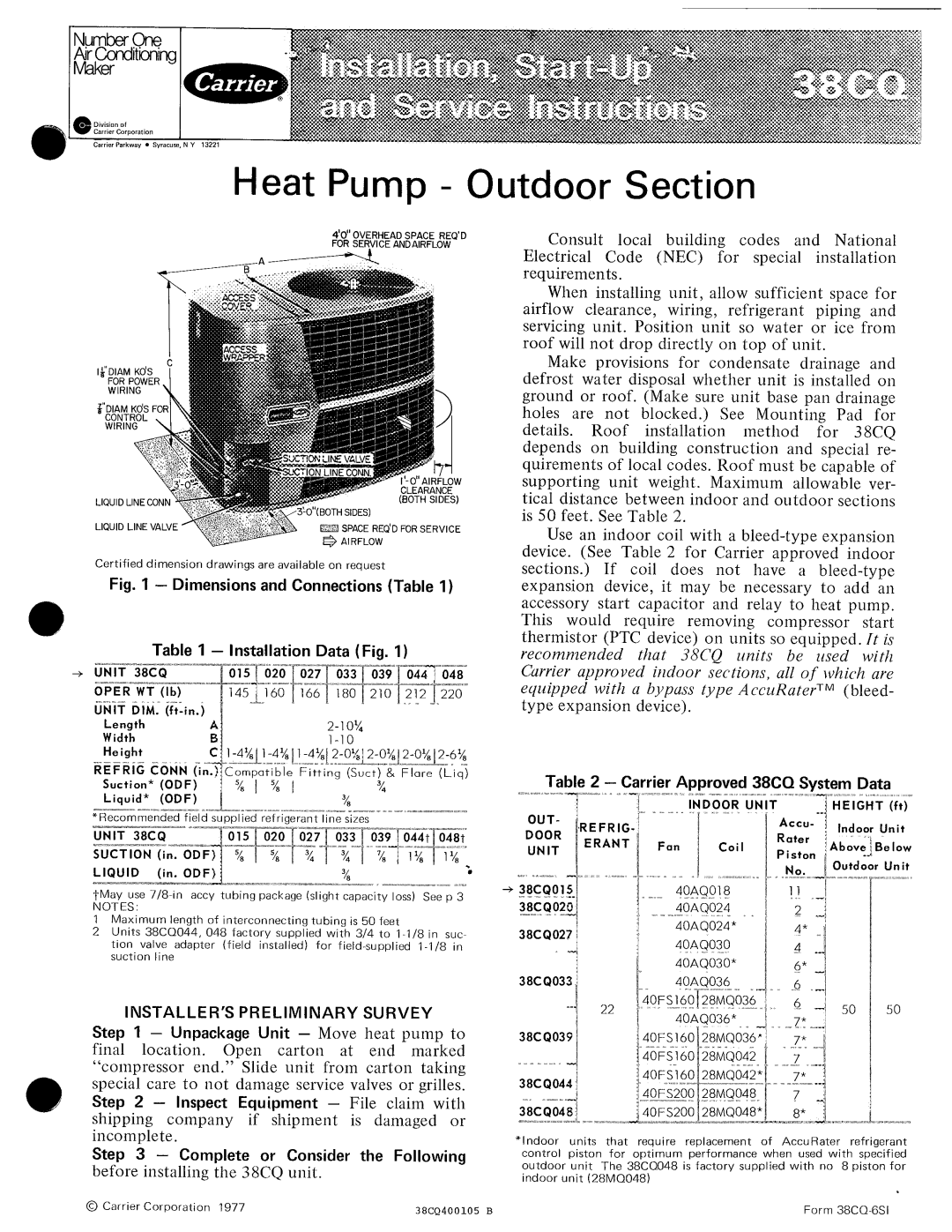 Carrier 38CQ manual 