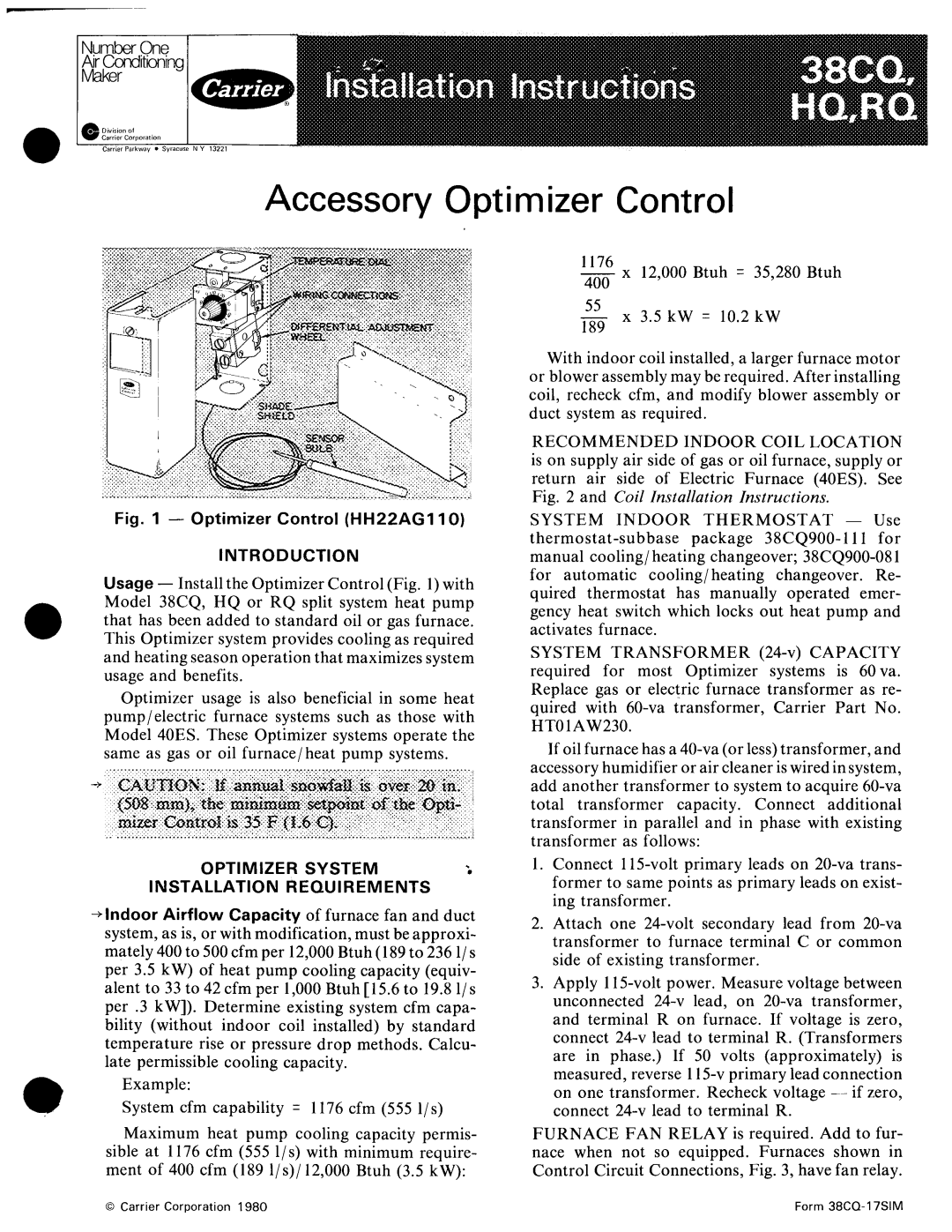 Carrier 38CQ manual 