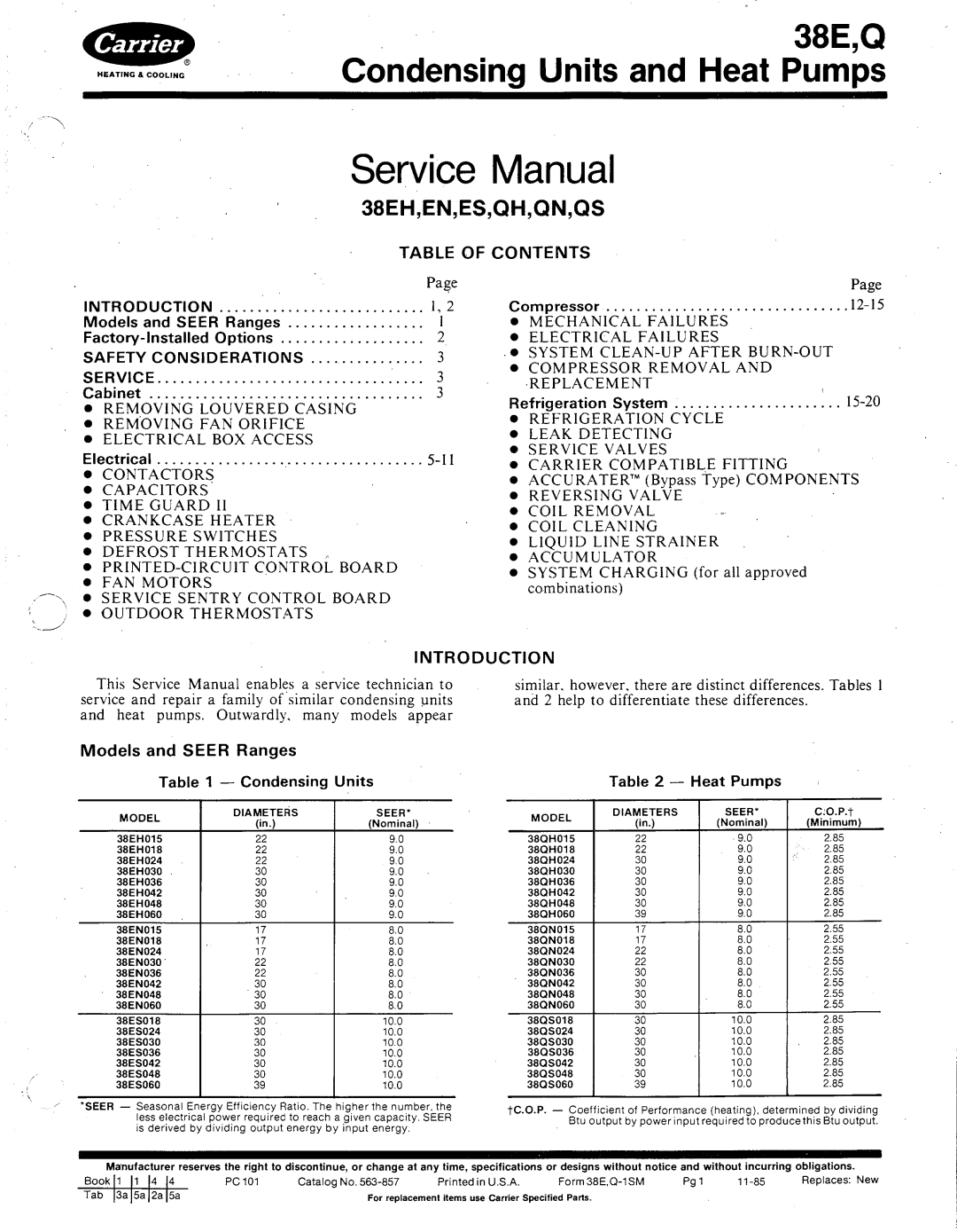 Carrier 38E manual 